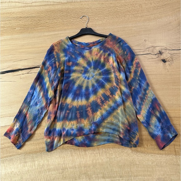 Raquel Allegra - Rainbow Tie Dye Raglan Blouse - Silk - 1/S - Picture 4 of 12